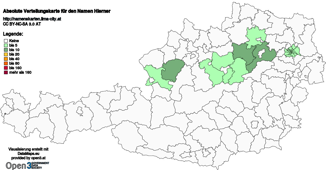 Absolute Verteilungskarten Nachnamen Hierner