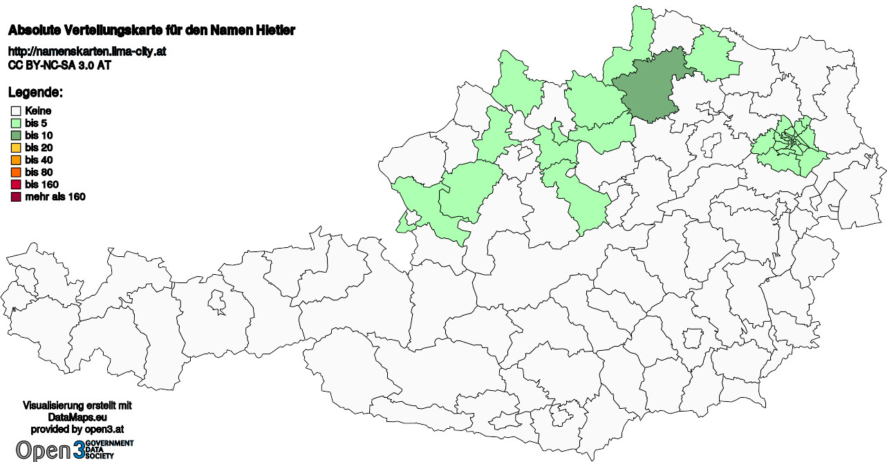 Absolute Verteilungskarten Nachnamen Hietler