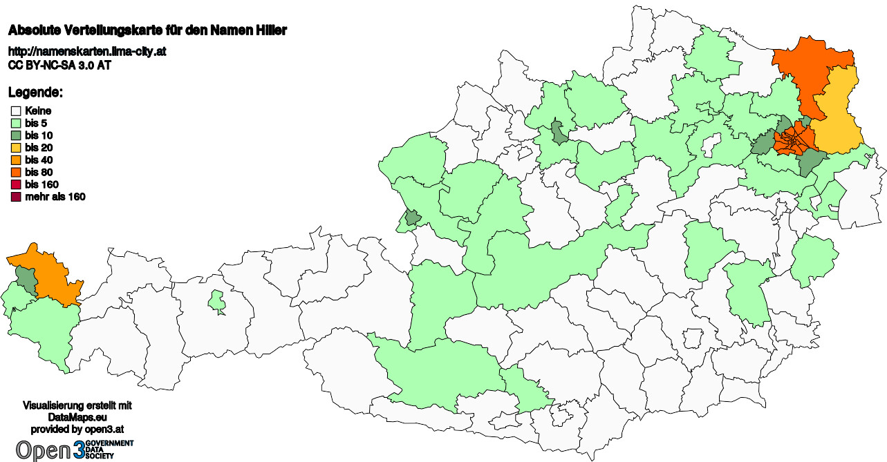 Absolute Verteilungskarten Nachnamen Hiller