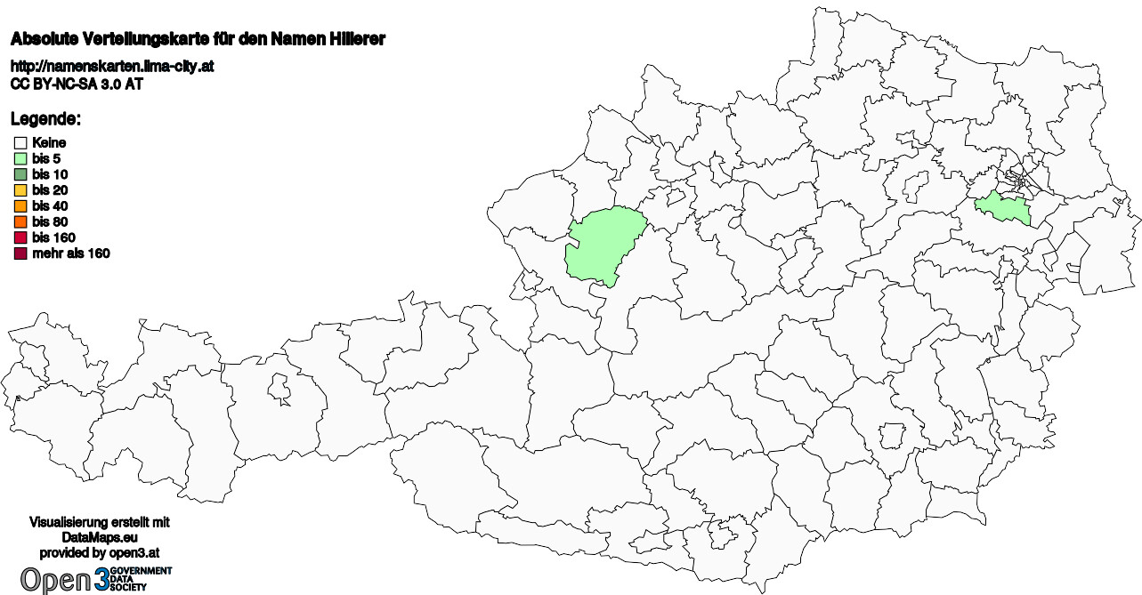 Absolute Verteilungskarten Nachnamen Hillerer