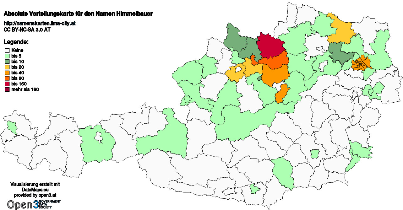 Absolute Verteilungskarten Nachnamen Himmelbauer
