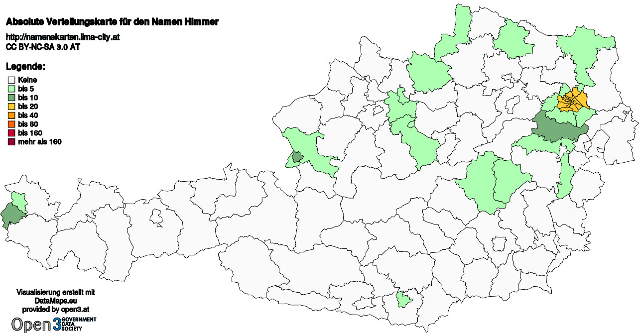 Absolute Verteilungskarten Nachnamen Himmer