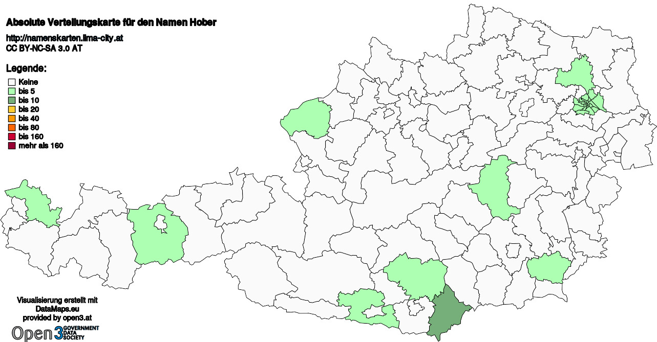 Absolute Verteilungskarten Nachnamen Hober
