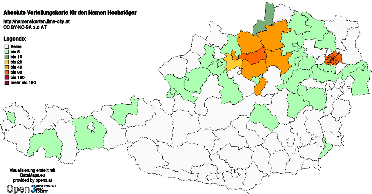 Absolute Verteilungskarten Nachnamen Hochstöger