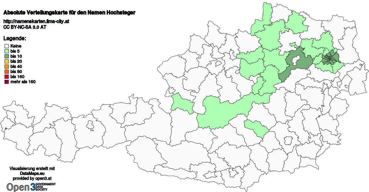 Absolute Verteilungskarten Nachnamen Hochsteger