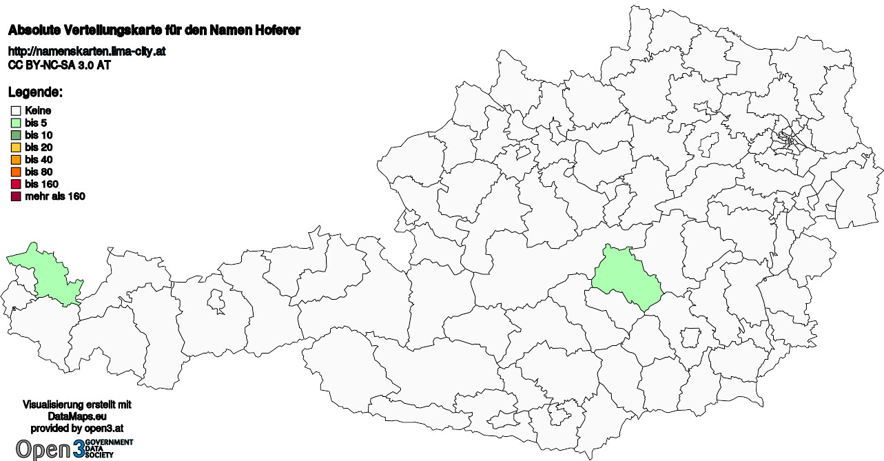 Absolute Verteilungskarten Nachnamen Hoferer