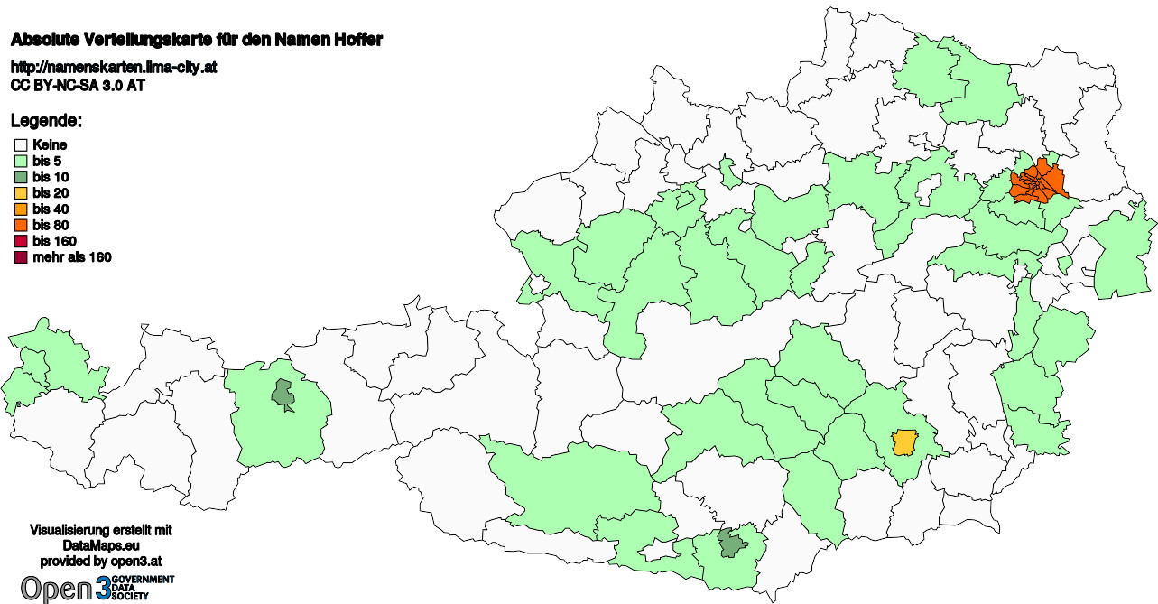 Absolute Verteilungskarten Nachnamen Hoffer