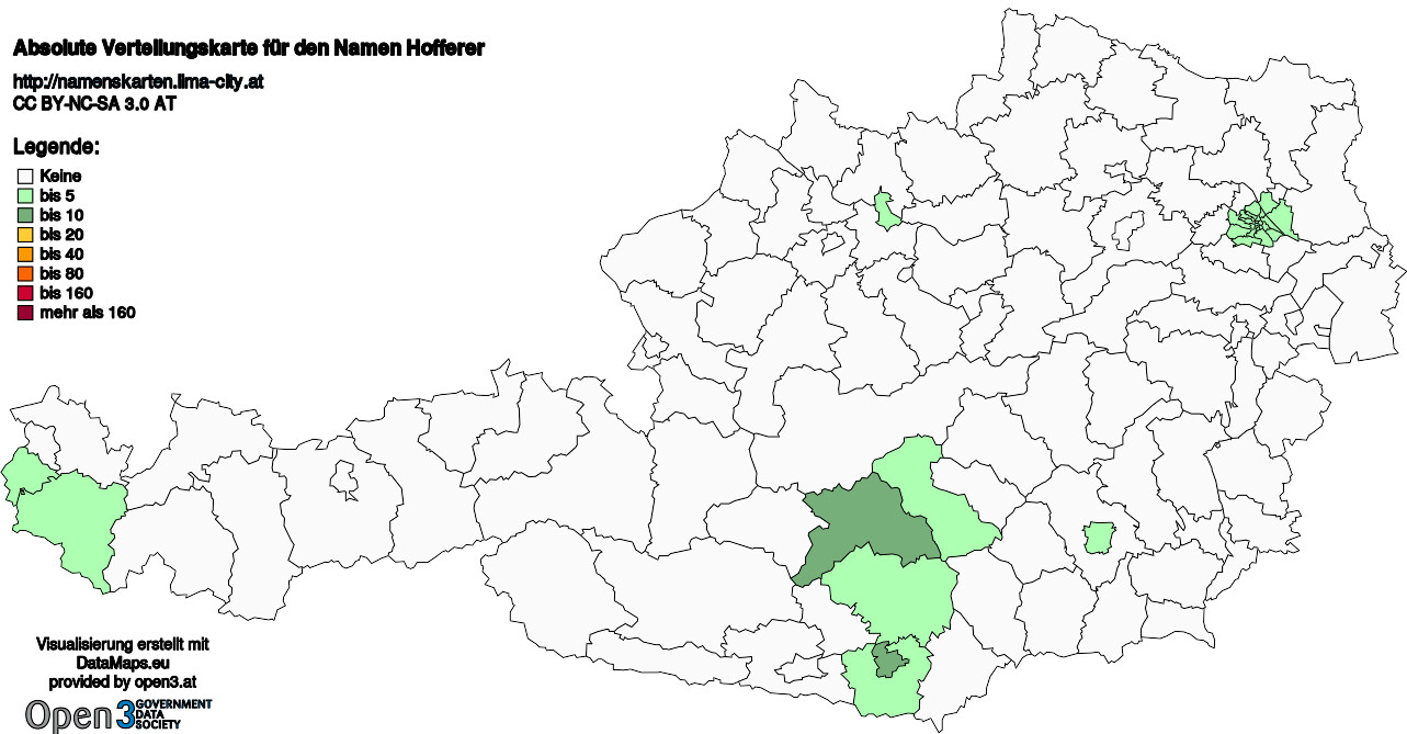 Absolute Verteilungskarten Nachnamen Hofferer