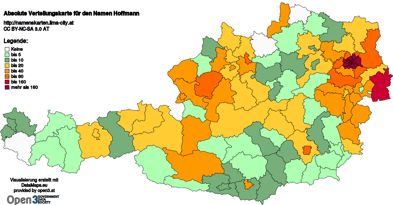 Absolute Verteilungskarten Nachnamen Hoffmann