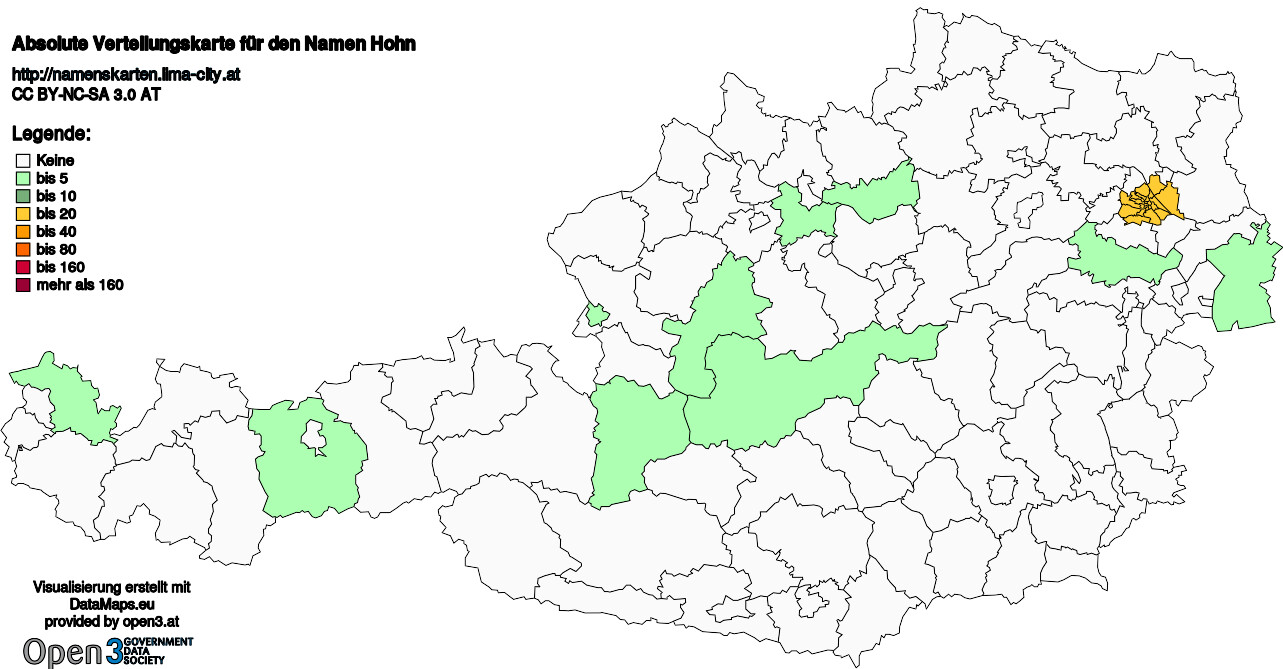 Absolute Verteilungskarten Nachnamen Hohn