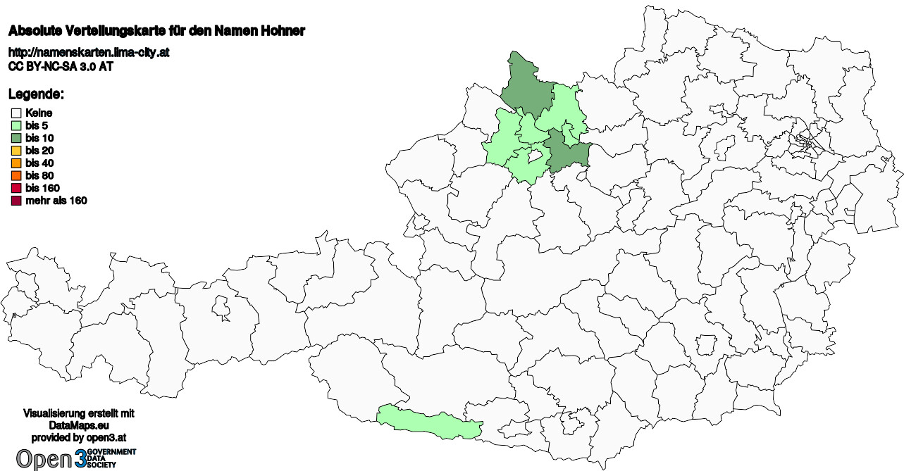 Absolute Verteilungskarten Nachnamen Hohner