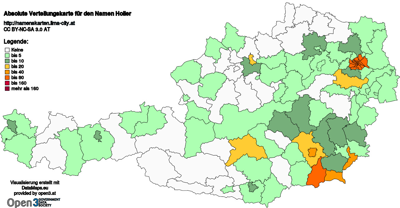 Absolute Verteilungskarten Nachnamen Holler