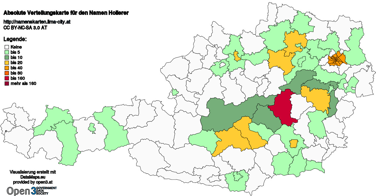 Absolute Verteilungskarten Nachnamen Hollerer
