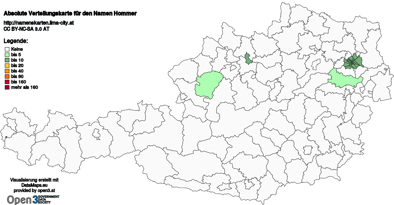 Absolute Verteilungskarten Nachnamen Hommer