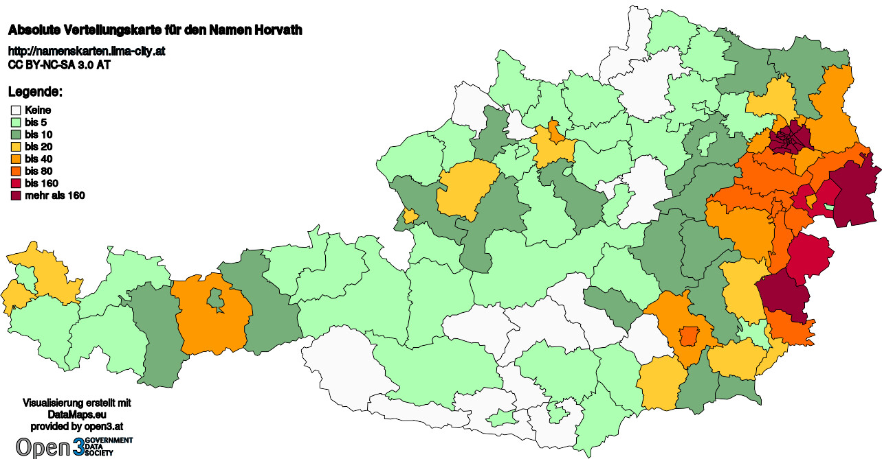 Absolute Verteilungskarten Nachnamen Horvath