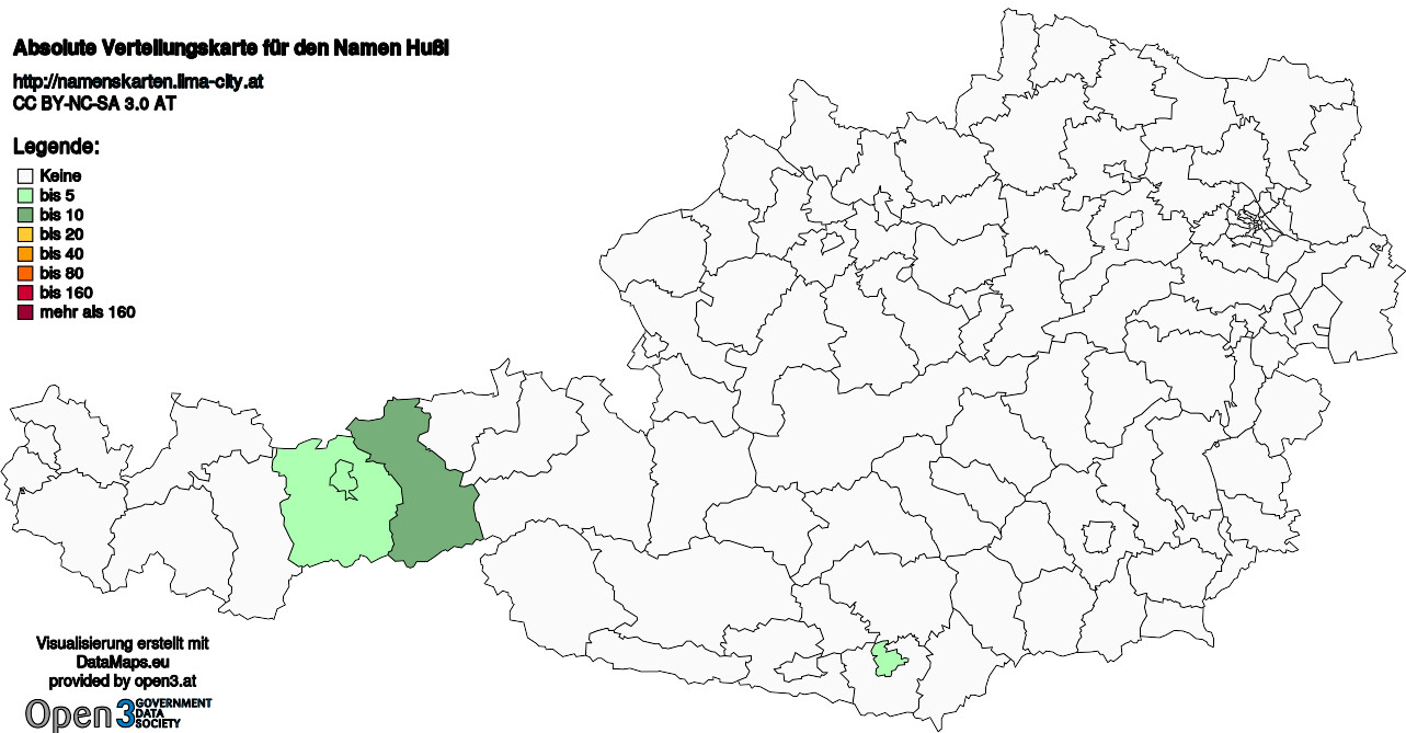 Absolute Verteilungskarten Nachnamen Hußl