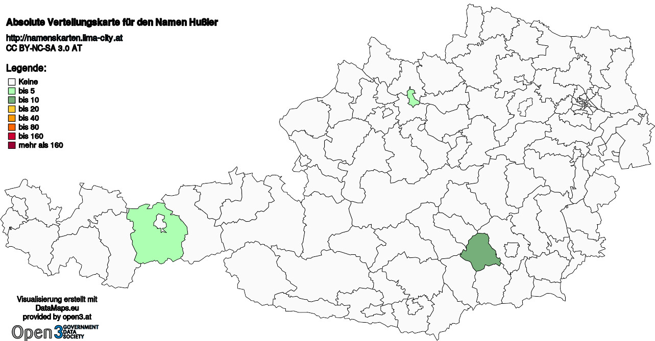 Absolute Verteilungskarten Nachnamen Hußler