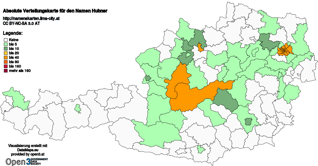 Absolute Verteilungskarten Nachnamen Hubner