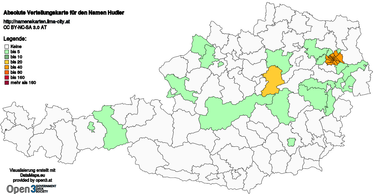 Absolute Verteilungskarten Nachnamen Hudler