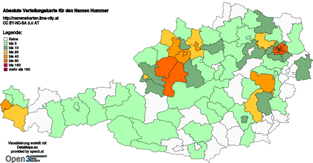 Absolute Verteilungskarten Nachnamen Hummer