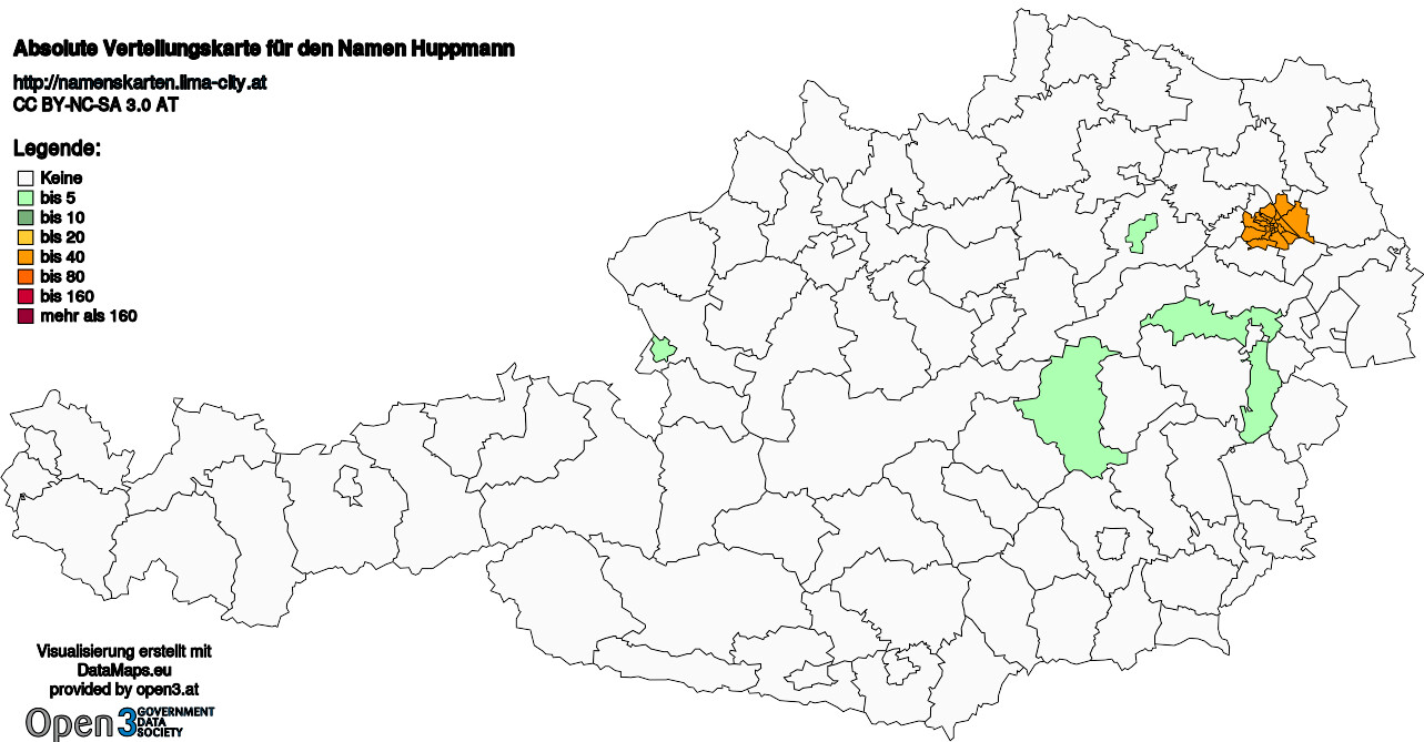 Absolute Verteilungskarten Nachnamen Huppmann