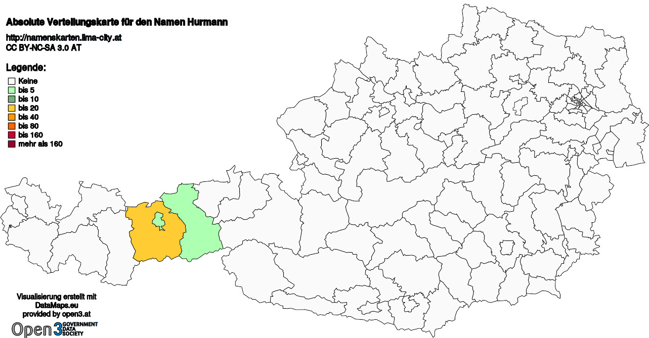 Absolute Verteilungskarten Nachnamen Hurmann