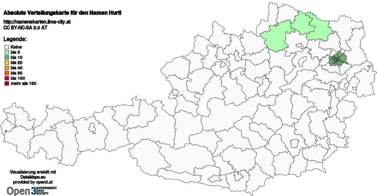 Absolute Verteilungskarten Nachnamen Hurtl