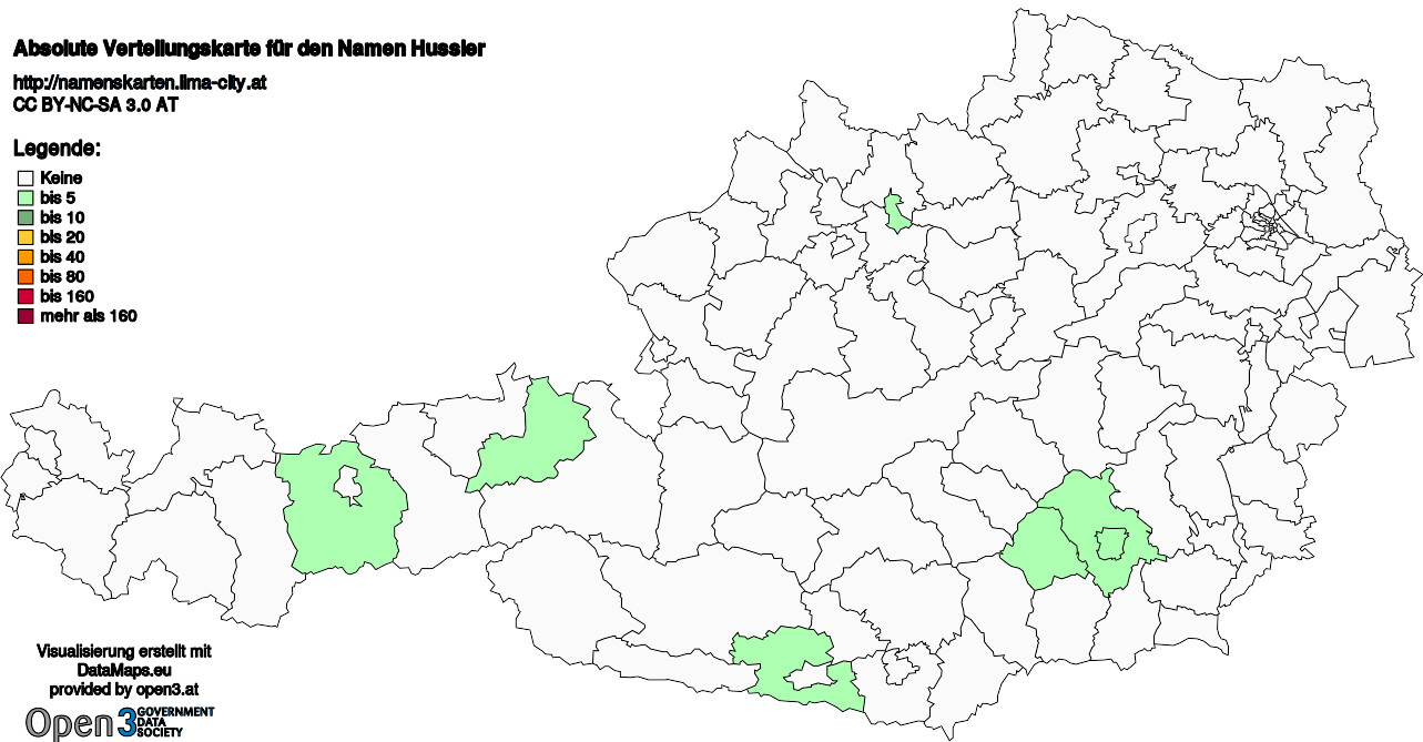 Absolute Verteilungskarten Nachnamen Hussler