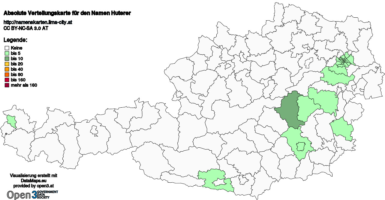 Absolute Verteilungskarten Nachnamen Huterer