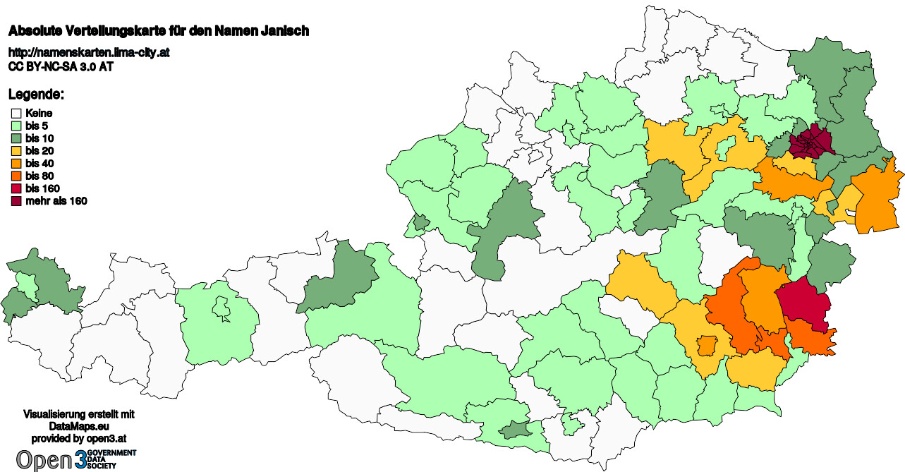 Absolute Verteilungskarten Nachnamen Janisch