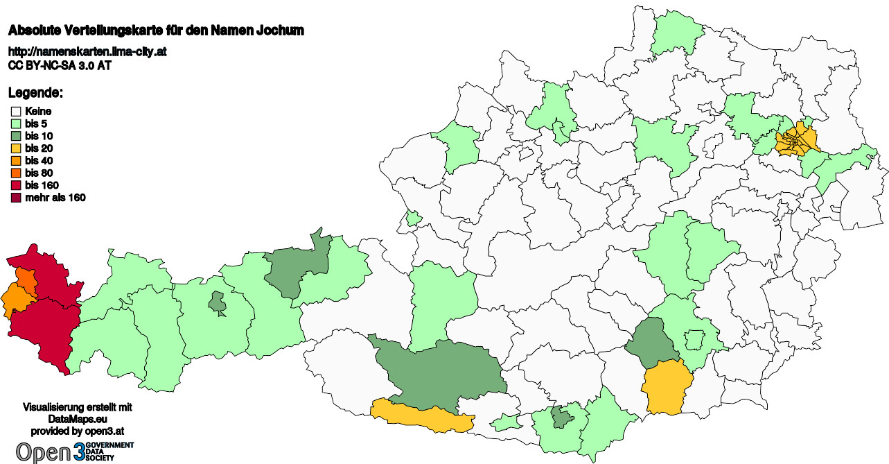 Absolute Verteilungskarten Nachnamen Jochum