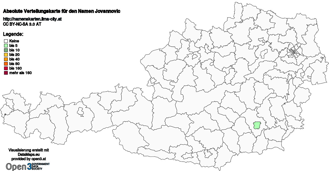 Absolute Verteilungskarten Nachnamen Jovannovic
