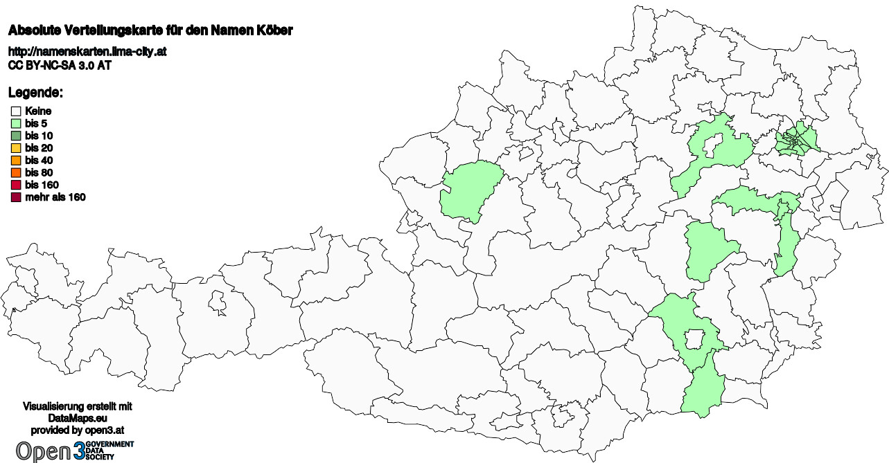 Absolute Verteilungskarten Nachnamen Köber