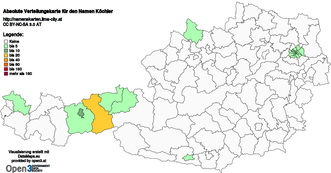 Absolute Verteilungskarten Nachnamen Köchler