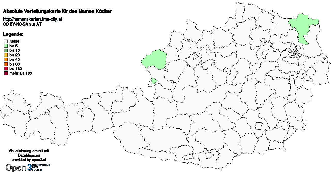 Absolute Verteilungskarten Nachnamen Köcker