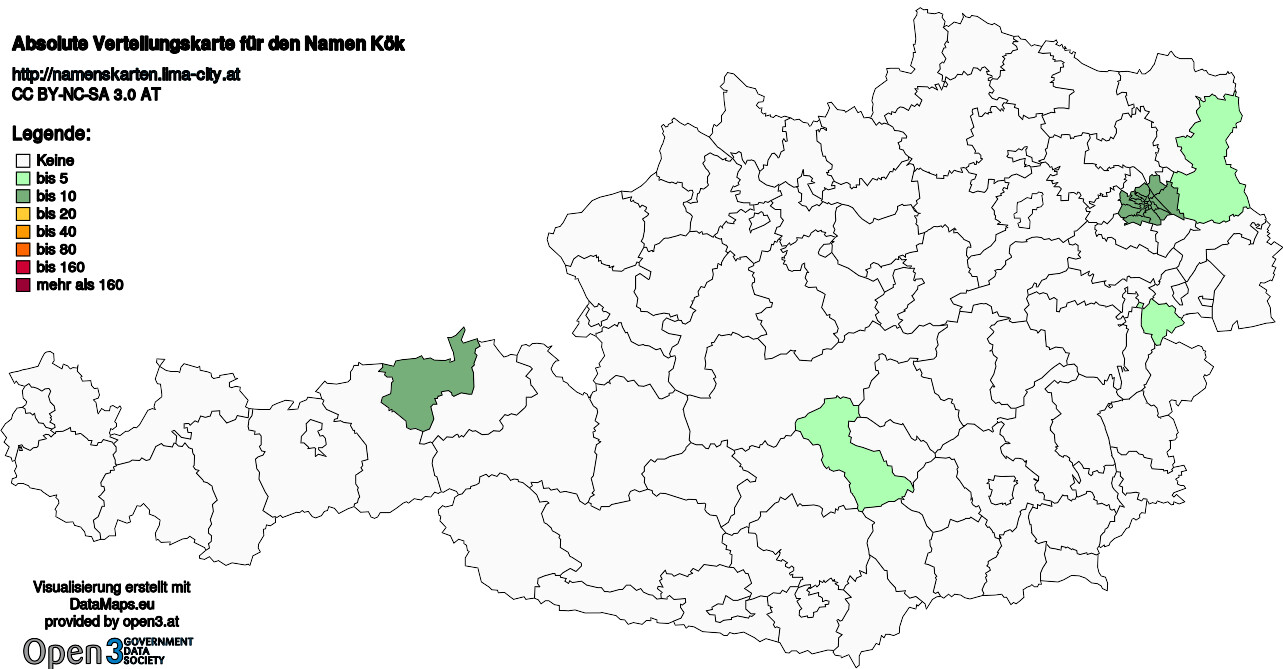 Absolute Verteilungskarten Nachnamen Kök