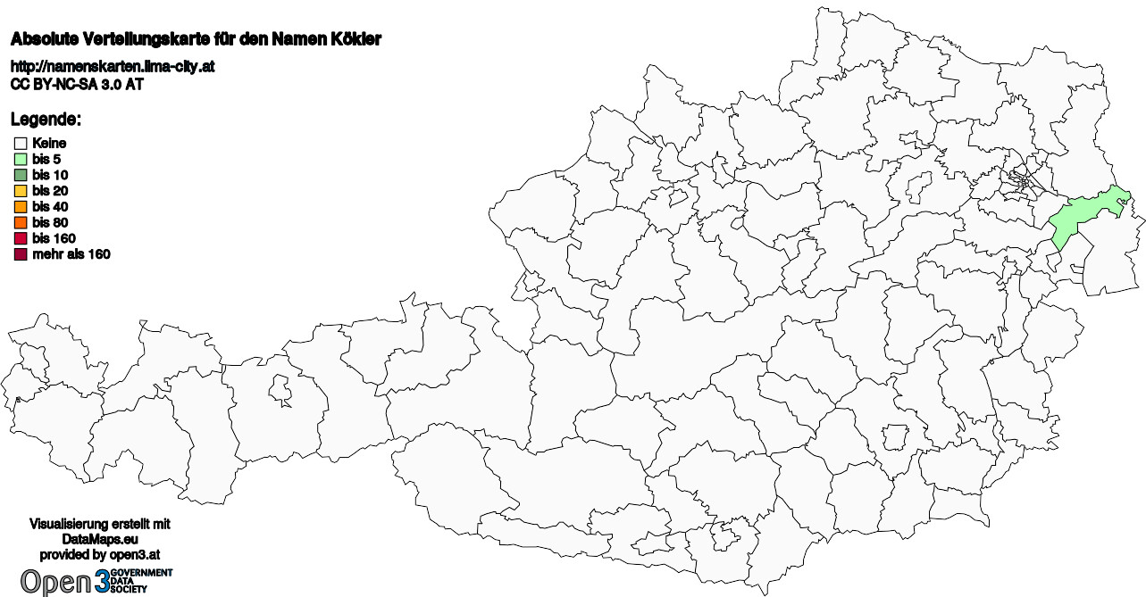 Absolute Verteilungskarten Nachnamen Kökler