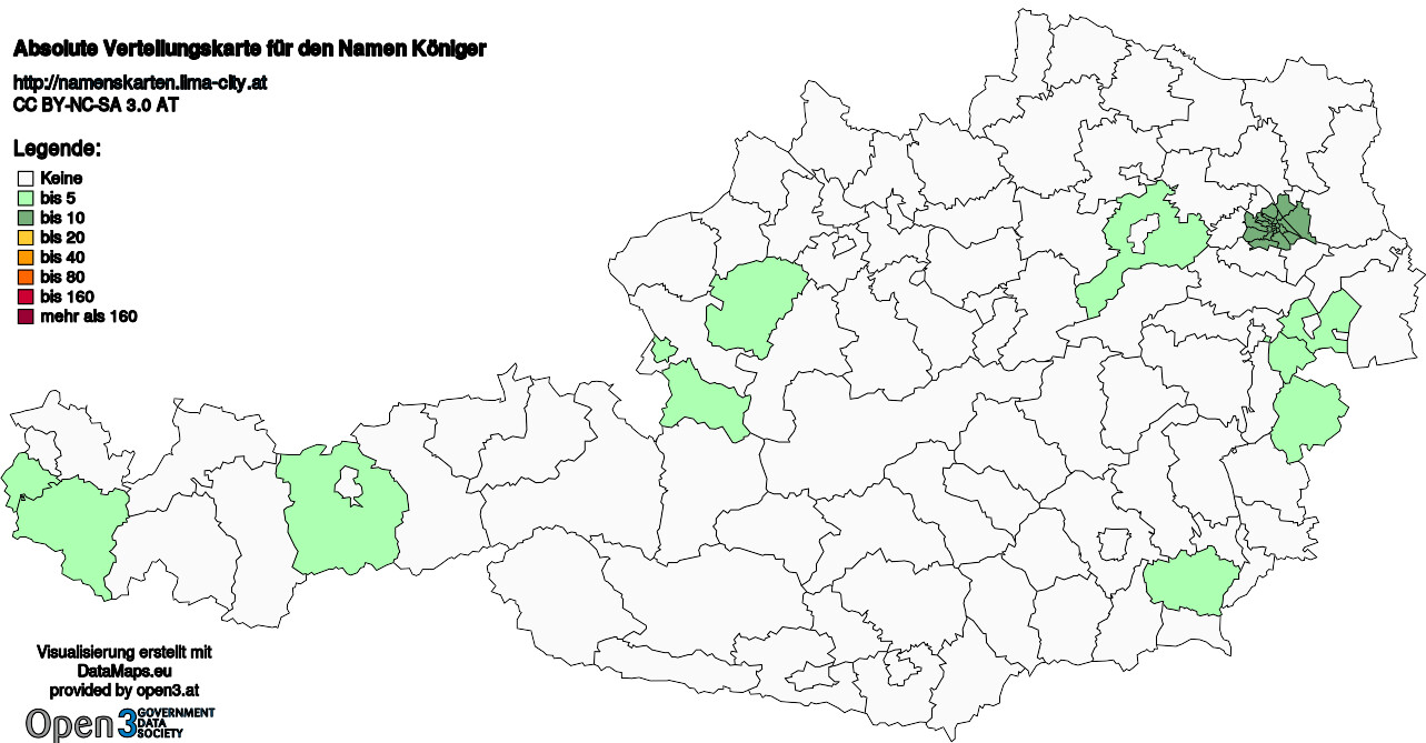 Absolute Verteilungskarten Nachnamen Königer