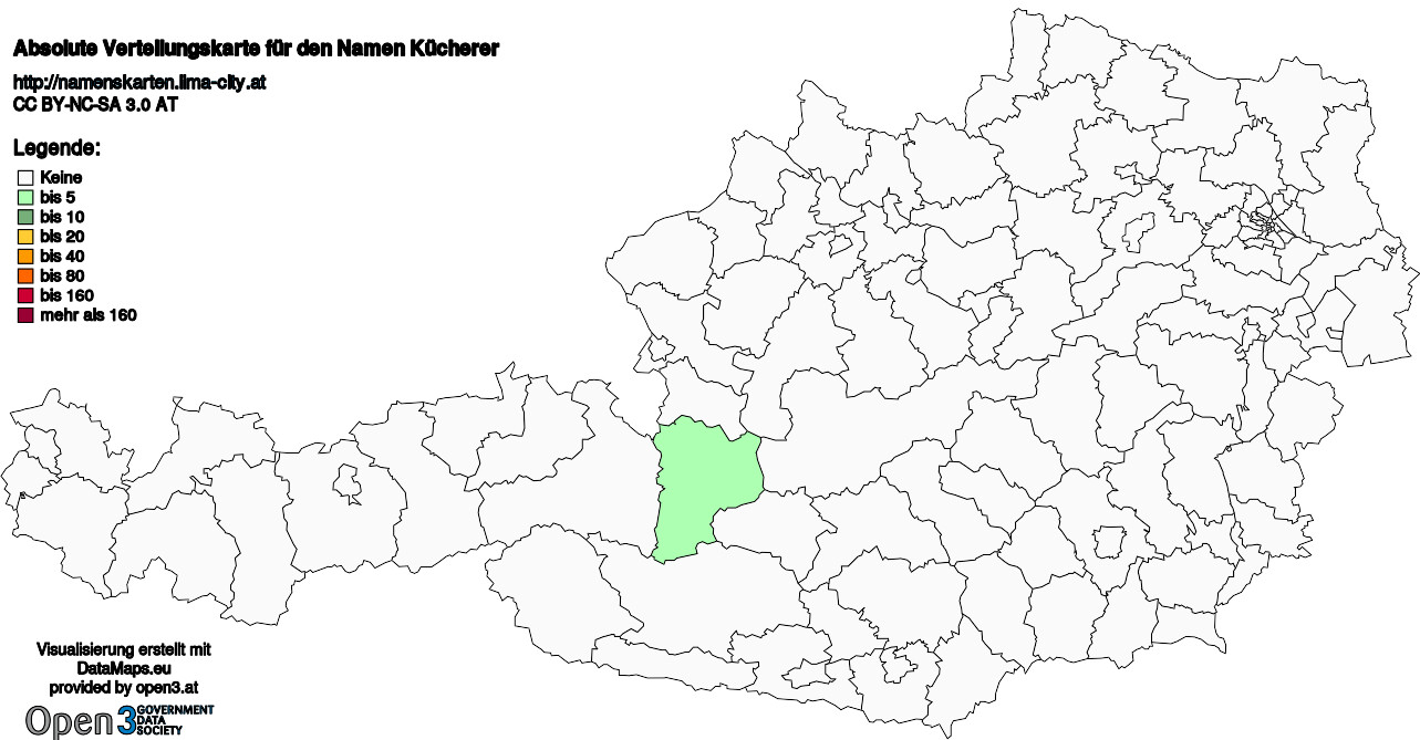 Absolute Verteilungskarten Nachnamen Kücherer