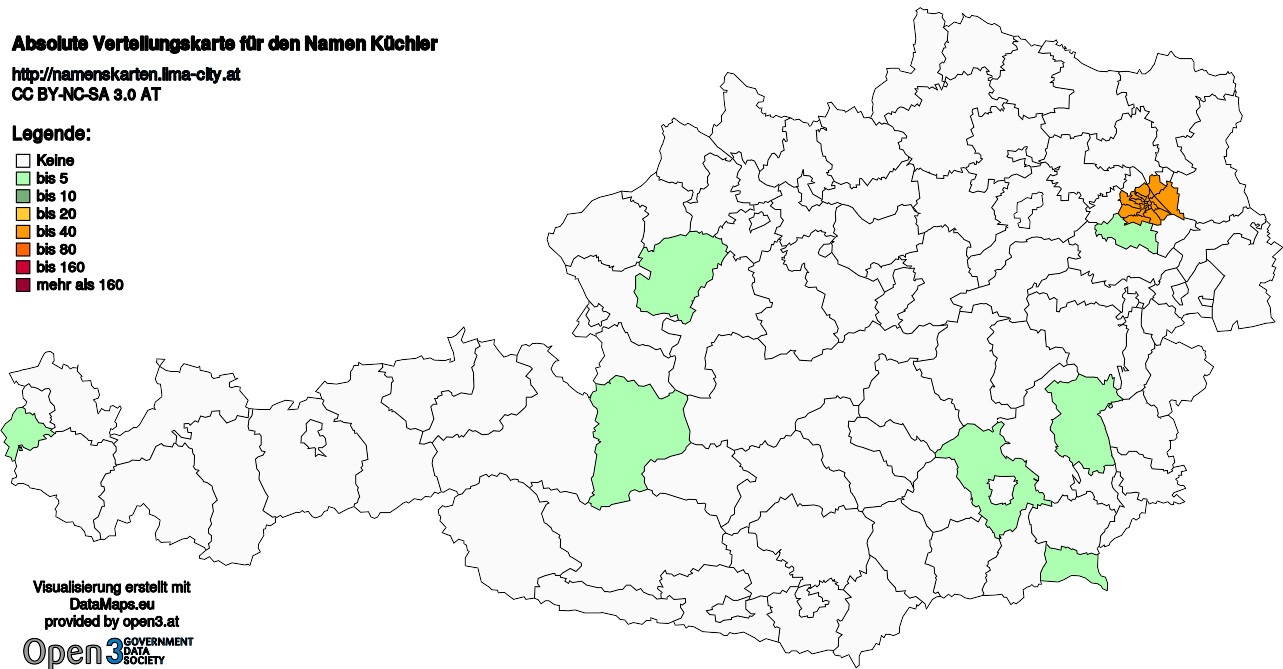 Absolute Verteilungskarten Nachnamen Küchler
