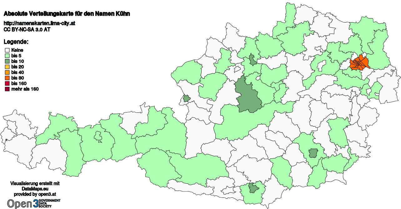 Absolute Verteilungskarten Nachnamen Kühn