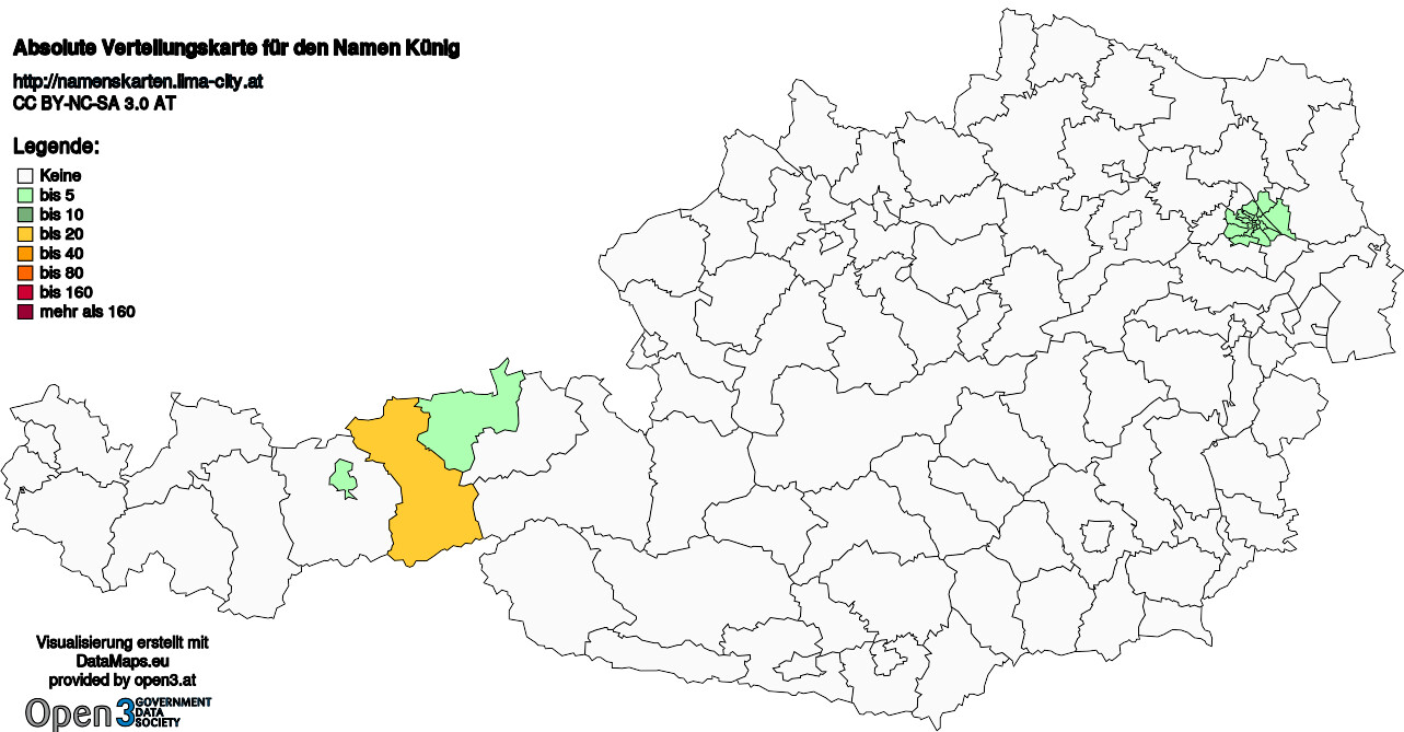 Absolute Verteilungskarten Nachnamen Künig