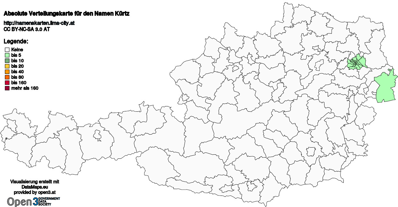 Absolute Verteilungskarten Nachnamen Kürtz