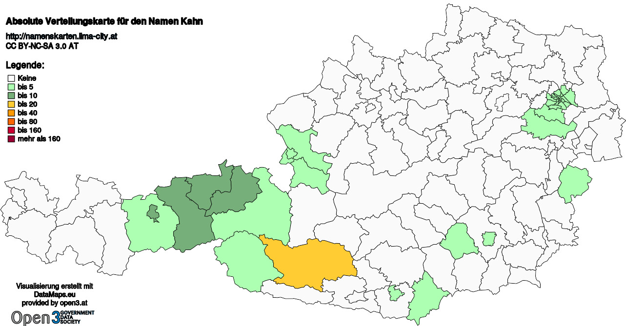 Absolute Verteilungskarten Nachnamen Kahn