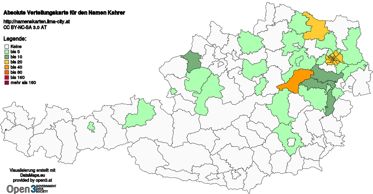 Absolute Verteilungskarten Nachnamen Kahrer