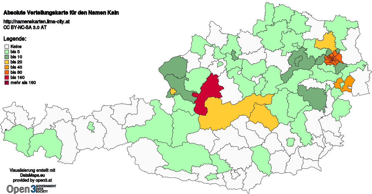 Absolute Verteilungskarten Nachnamen Kain