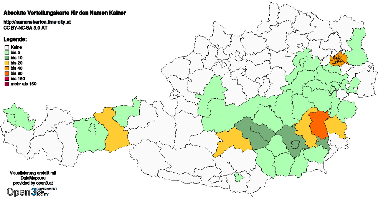 Absolute Verteilungskarten Nachnamen Kainer