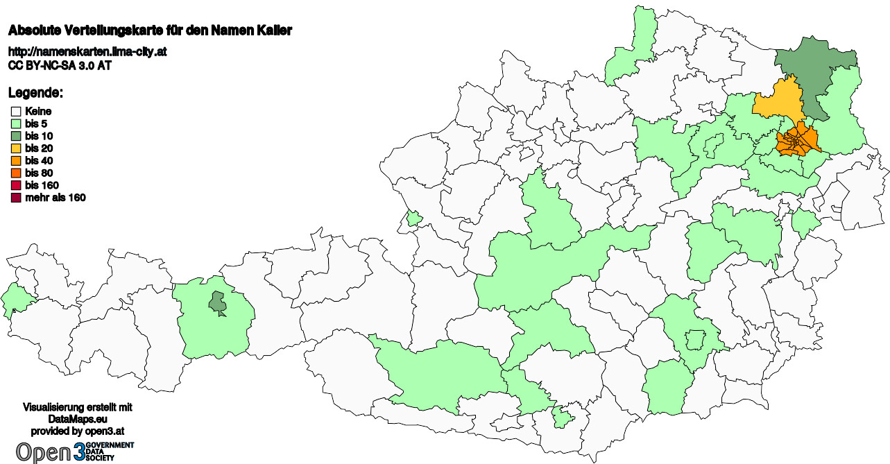 Absolute Verteilungskarten Nachnamen Kaller