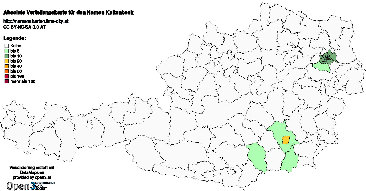 Absolute Verteilungskarten Nachnamen Kaltenbeck