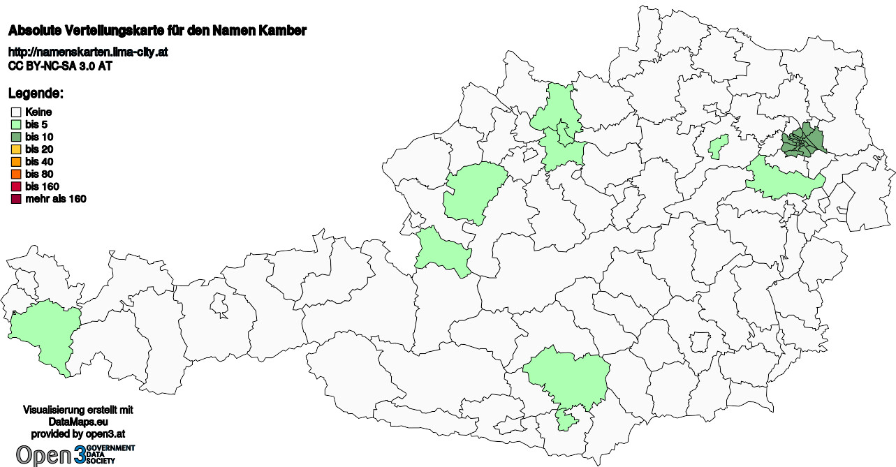 Absolute Verteilungskarten Nachnamen Kamber